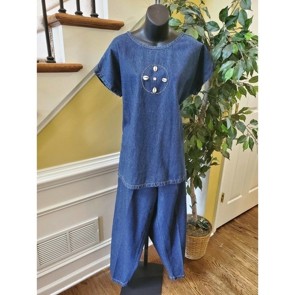 VTG Molato PANT SUIT Denim Blue SZ M - No stretch. - Picture 1 of 13
